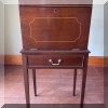 F08. Mahogany drop front desk on stand. 